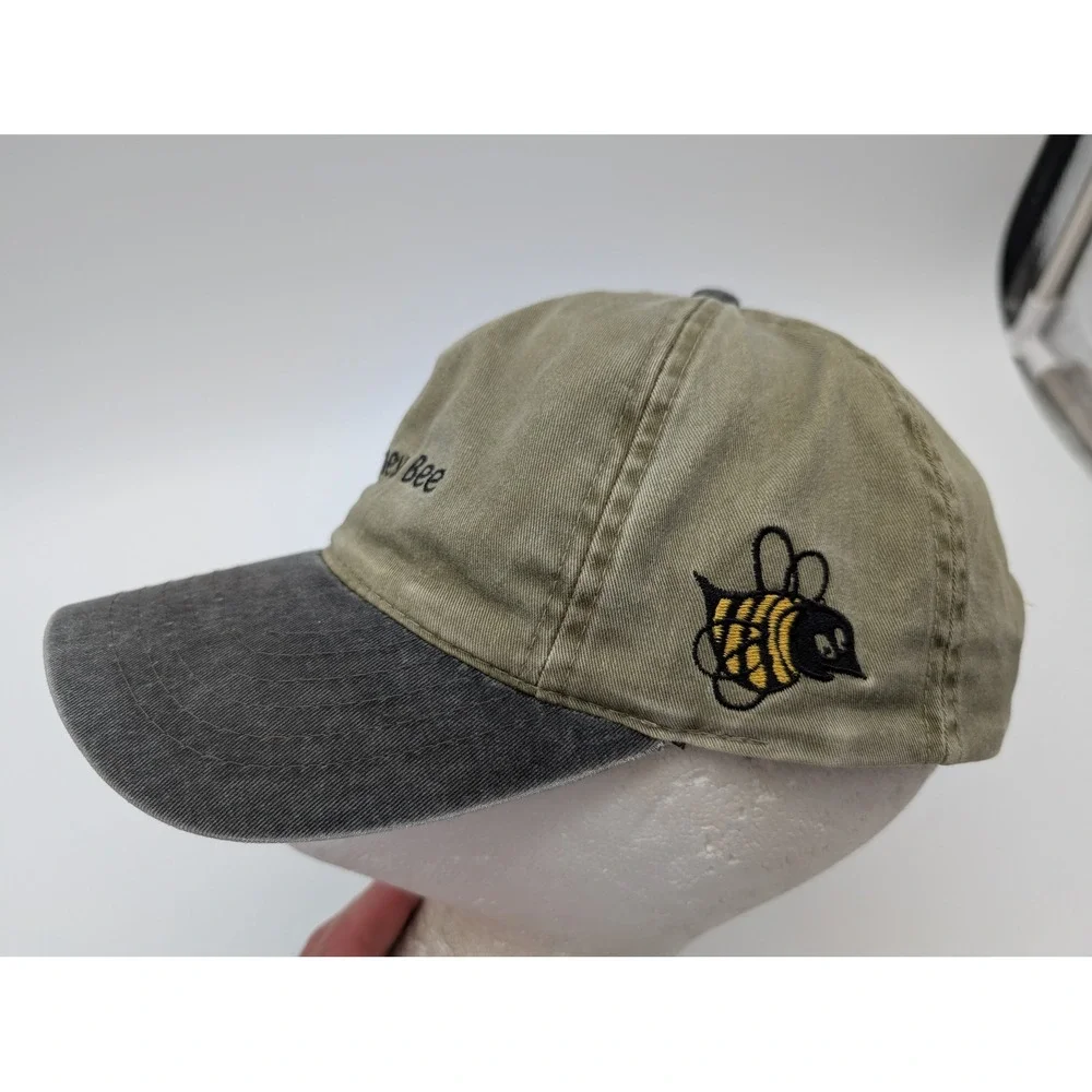Black River Co Honey Bee Rice Belt Snapback Hat Olive Gray Distressed Cap